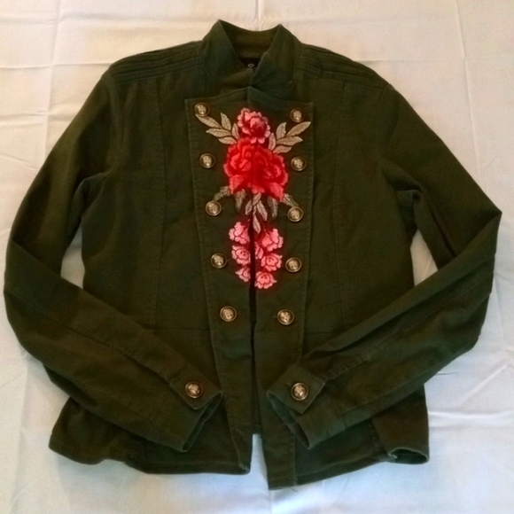 one 5 one Jackets & Blazers - One 5 One military peplum rose embroidered jacket